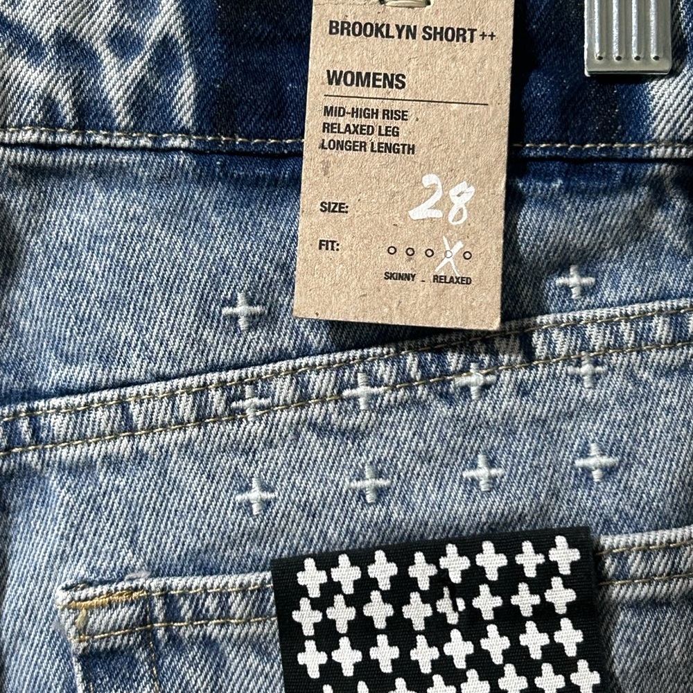 Waist 28" Ksubi Blue Distressed Jean Shorts High-Waisted - Back Ripped/Shredded - Picture 6 of 7